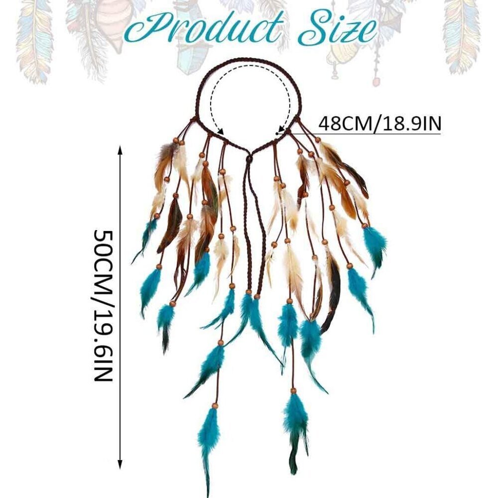 Boho Feather Headband Gypsy Headpiece for Women Festival Party Accessories - Picture 2 of 7